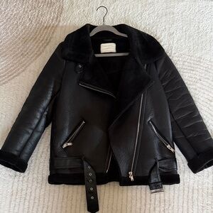 Zara Black Fleece Jacket with Silver Accents